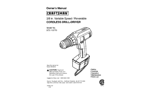 Craftsman Cordless Drill 973.11077 User Manual