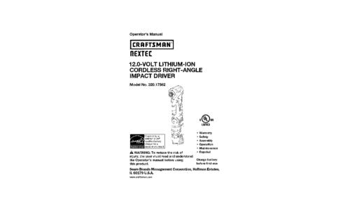 Craftsman Cordless Drill 320.17562 User Manual