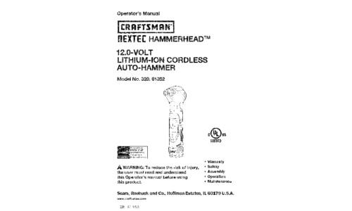 Craftsman Cordless Drill 320. 61352 User Manual