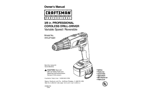 Craftsman Cordless Drill 315.27122 User Manual