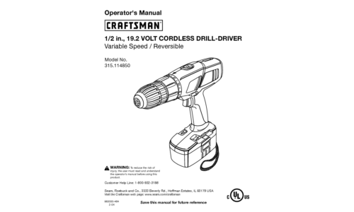 Craftsman Cordless Drill 315.11485 User Manual