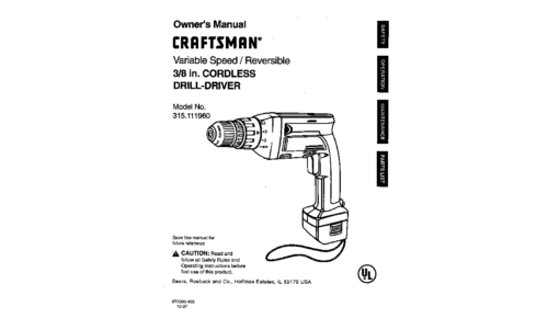 Craftsman Cordless Drill 315.11196 User Manual