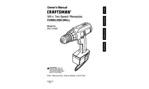 Craftsman Cordless Drill 315.111920 User Manual