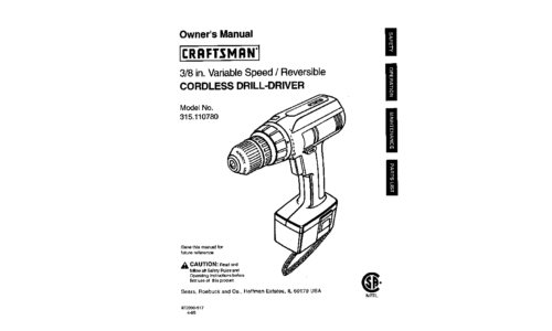 Craftsman Cordless Drill 315.11078 User Manual