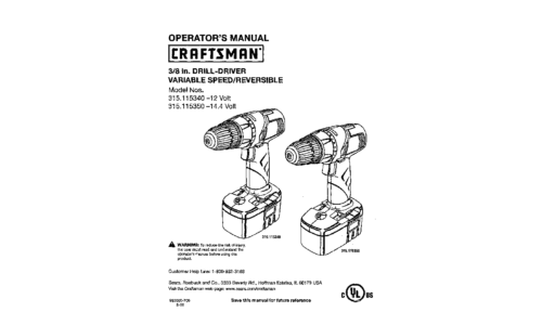 Craftsman Cordless Drill 115 User Manual