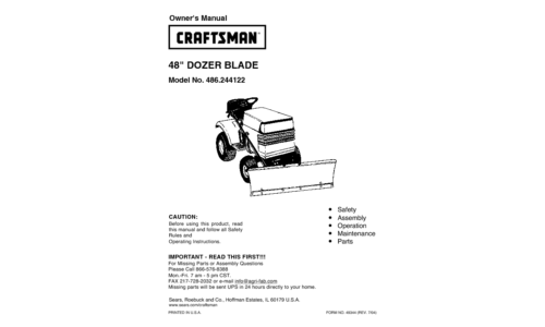 Craftsman Compact Loader 486.244122 User Manual