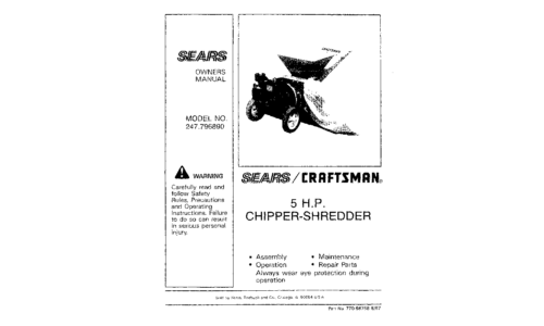 Craftsman Chipper 247.796890 User Manual