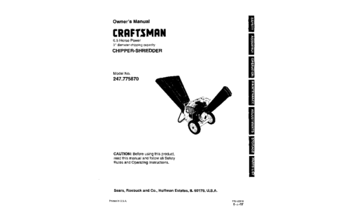 Craftsman Chipper 247.775870 User Manual