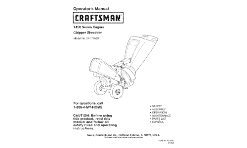 Craftsman Chipper 1450 Series User Manual