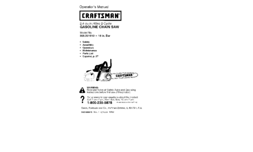 Craftsman Chainsaw 358.35181 User Manual