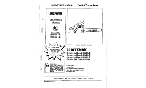 Craftsman Chainsaw 358.351080 User Manual