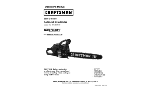 Craftsman Chainsaw 316350840 User Manual