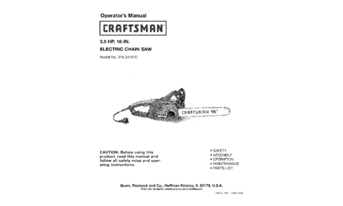 Craftsman Chainsaw 316.34107 User Manual