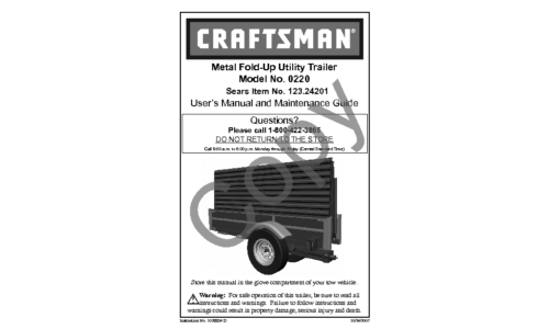 Craftsman Boat Trailer 0220 User Manual