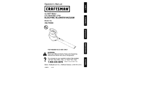 Craftsman Blower 79939 User Manual