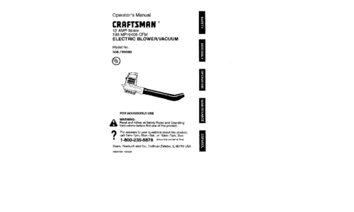 Craftsman Blower 79938 User Manual