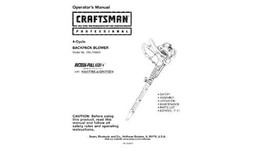 Craftsman Blower 79480 User Manual