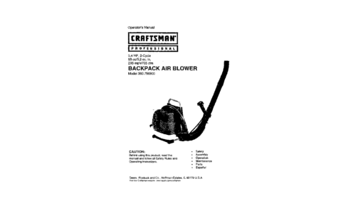 Craftsman Blower 360.7969 User Manual