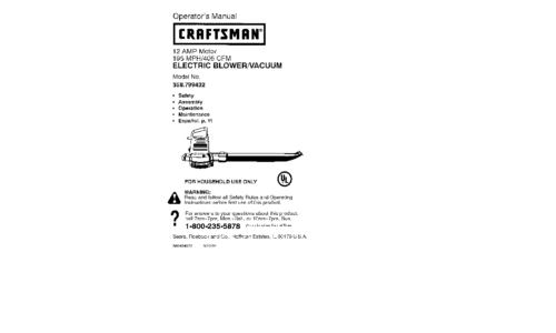 Craftsman Blower 358.799432 User Manual