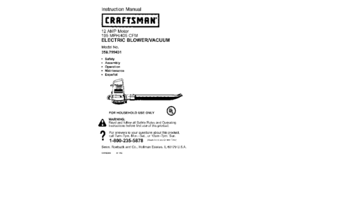 Craftsman Blower 358.799431 User Manual