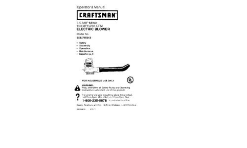 Craftsman Blower 358.799343 User Manual