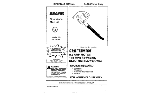 Craftsman Blower 358.798340 User Manual