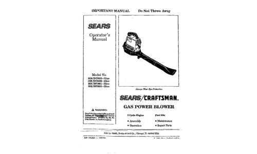 Craftsman Blower 358.797921 User Manual