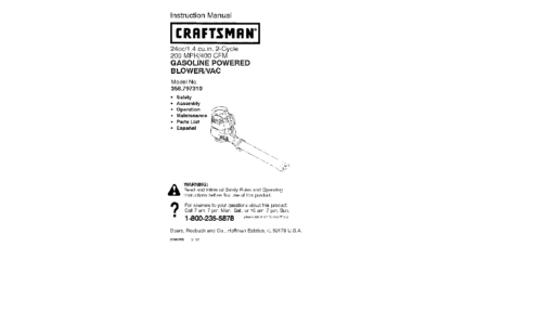 Craftsman Blower 358.79731 User Manual