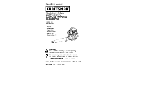 Craftsman Blower 358.794964 User Manual