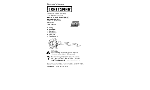 Craftsman Blower 358.794772 User Manual