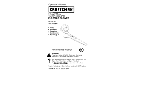 Craftsman Blower 358.748200 User Manual