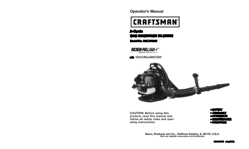 Craftsman Blower 316.794991 User Manual