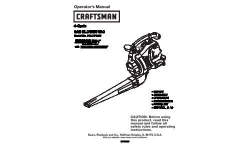 Craftsman Blower 316.79498 User Manual