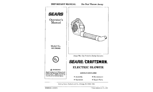 Craftsman Blower 257.796362 User Manual