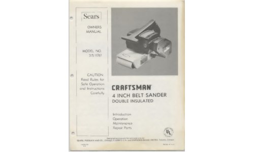 Craftsman Belt Sander 31511761 User Manual