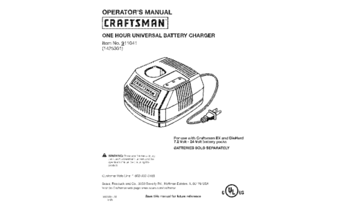 Craftsman Battery Charger 911 041 User Manual