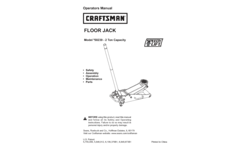 Craftsman Automobile Parts 950239-2 Ton Capacity User Manual