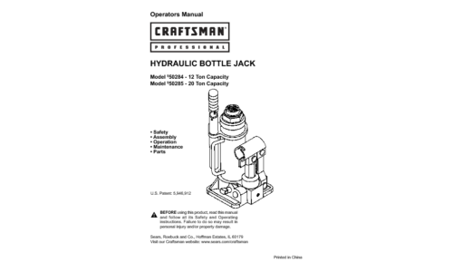 Craftsman Automobile Parts 50284 User Manual