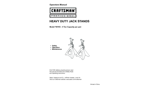 Craftsman Automobile Parts 50163 User Manual