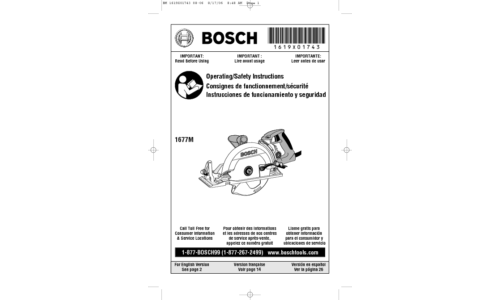 Bosch Power Tools Saw 1677M User Manual