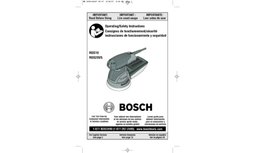 Bosch Power Tools Sander R0S20VS User Manual