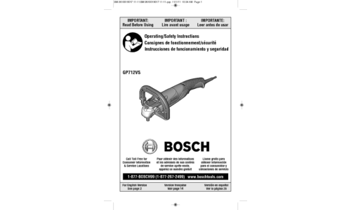 Bosch Power Tools Sander GP712VS User Manual