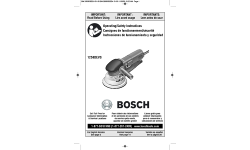 Bosch Power Tools Sander 1250DEVS User Manual