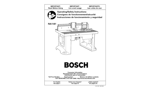 Bosch Power Tools Router RA1181 User Manual