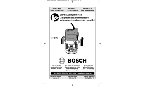 Bosch Power Tools Router 1619EVS User Manual