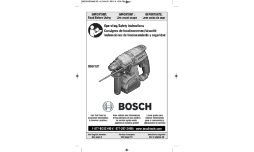 Bosch Power Tools Power Hammer RHH181-01 User Manual