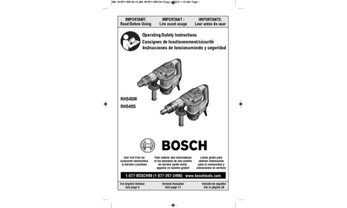 Bosch Power Tools Power Hammer RH540M User Manual