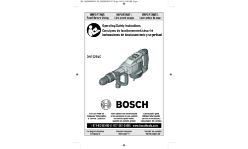 Bosch Power Tools Power Hammer DH1020VC User Manual