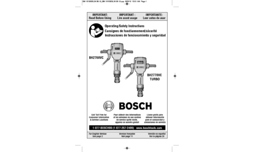 Bosch Power Tools Power Hammer BH2760VC User Manual