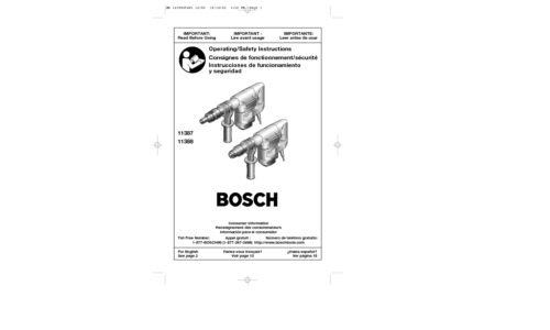 Bosch Power Tools Power Hammer 11387 User Manual